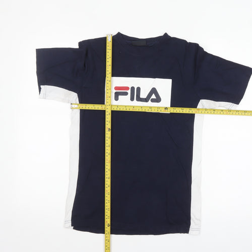 FILA Womens Blue Logo Crew Neck Cotton T-Shirt Size 14
