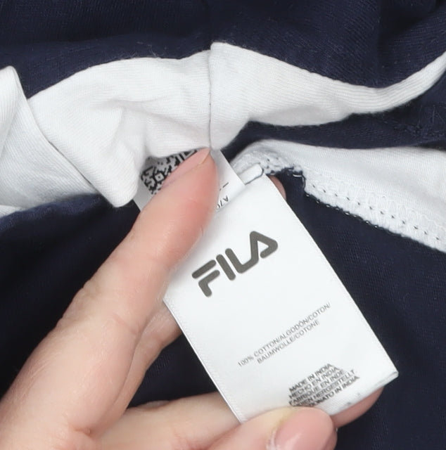 FILA Womens Blue Logo Crew Neck Cotton T-Shirt Size 14