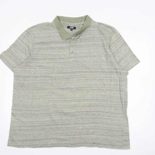 Jacamo Men’s Green 2XL Cotton Striped Polo Shirt