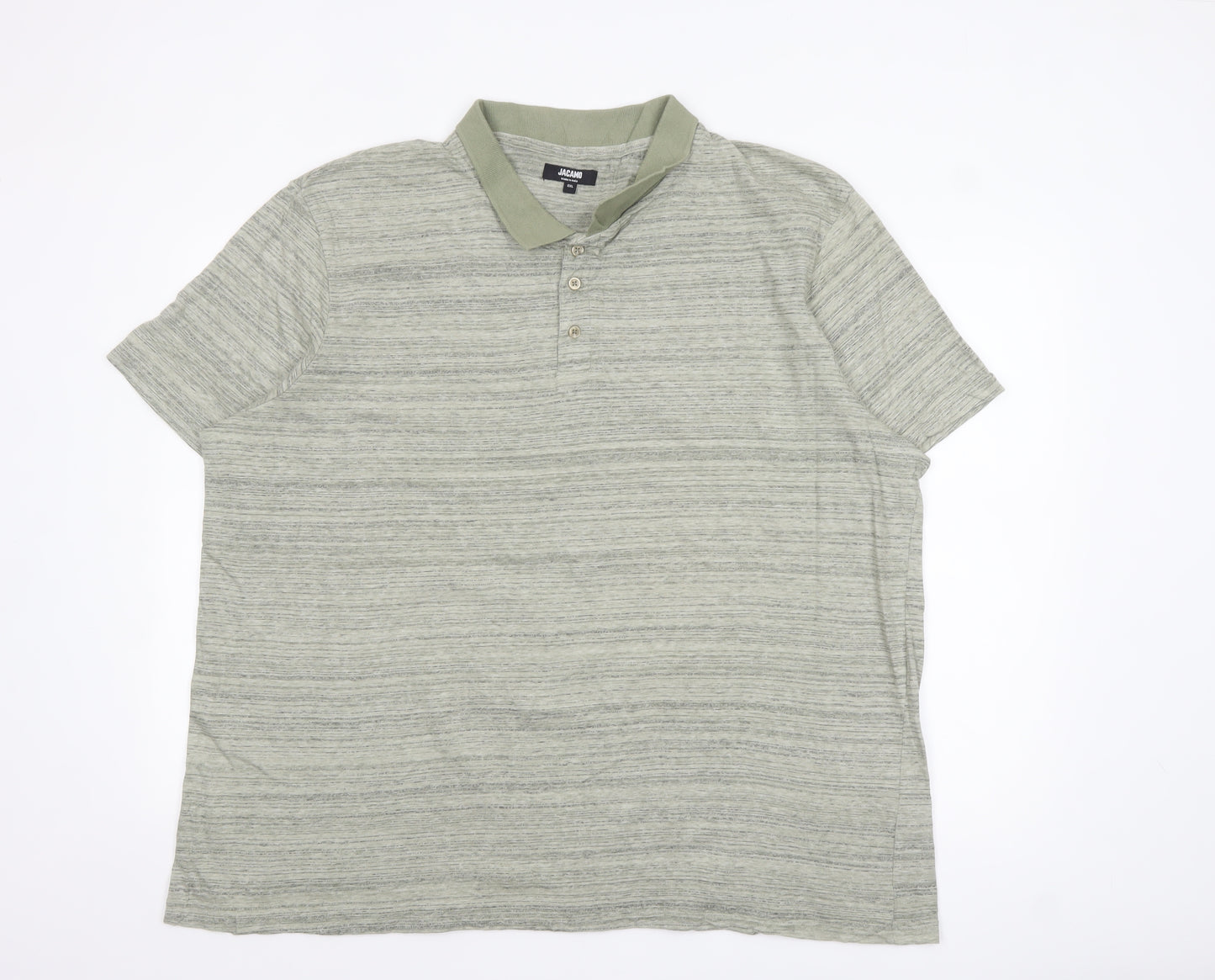 Jacamo Men’s Green 2XL Cotton Striped Polo Shirt