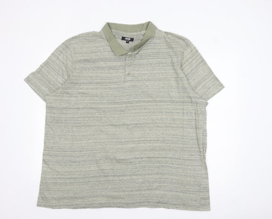 Jacamo Men’s Green 2XL Cotton Striped Polo Shirt