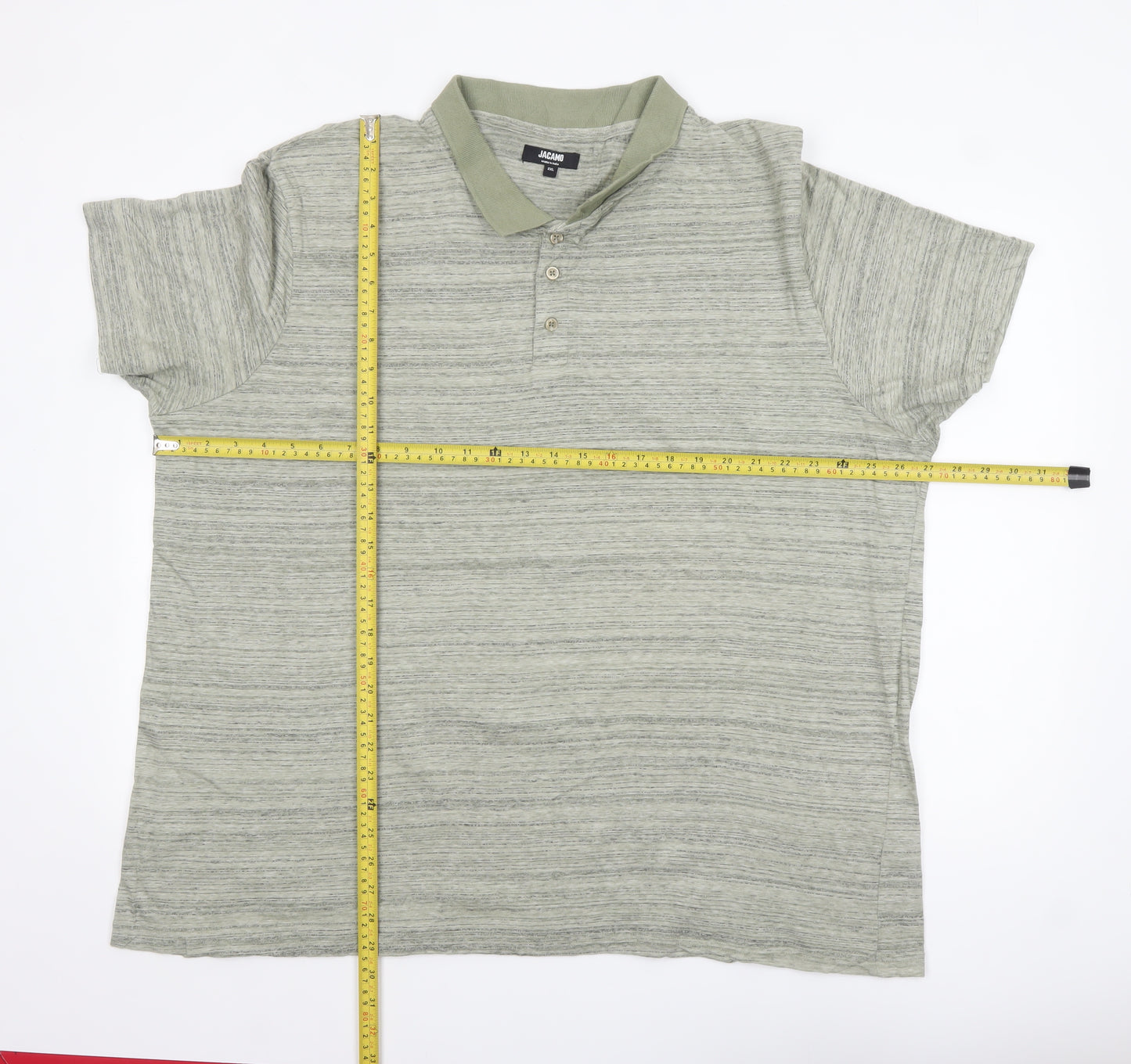 Jacamo Men’s Green 2XL Cotton Striped Polo Shirt