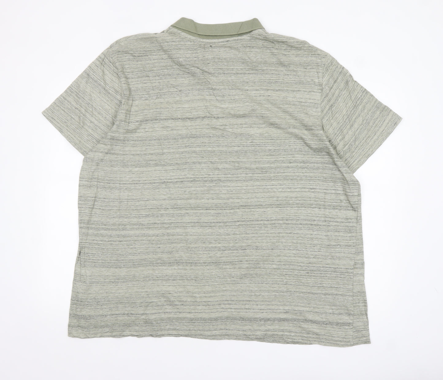 Jacamo Men’s Green 2XL Cotton Striped Polo Shirt