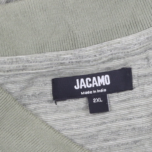 Jacamo Men’s Green 2XL Cotton Striped Polo Shirt