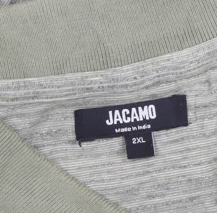 Jacamo Men’s Green 2XL Cotton Striped Polo Shirt