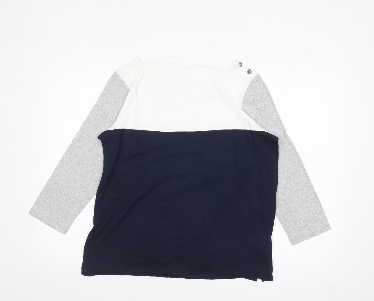 Jaeger Womens Multicoloured 3/4 Sleeve Colourblock Top Size L