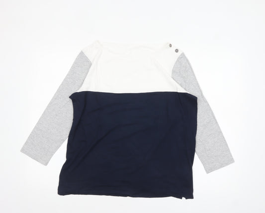 Jaeger Womens Multicoloured 3/4 Sleeve Colourblock Top Size L