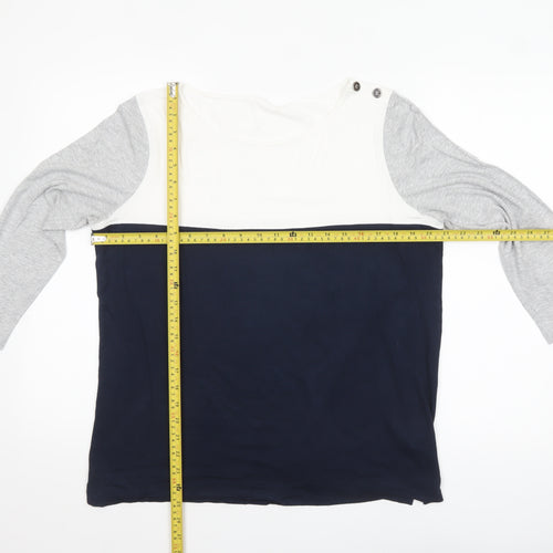 Jaeger Womens Multicoloured 3/4 Sleeve Colourblock Top Size L