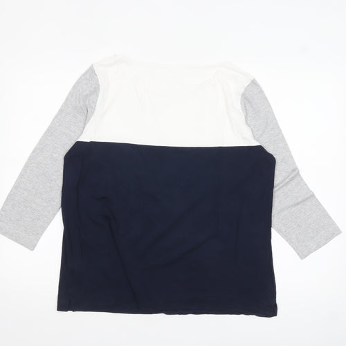 Jaeger Womens Multicoloured 3/4 Sleeve Colourblock Top Size L