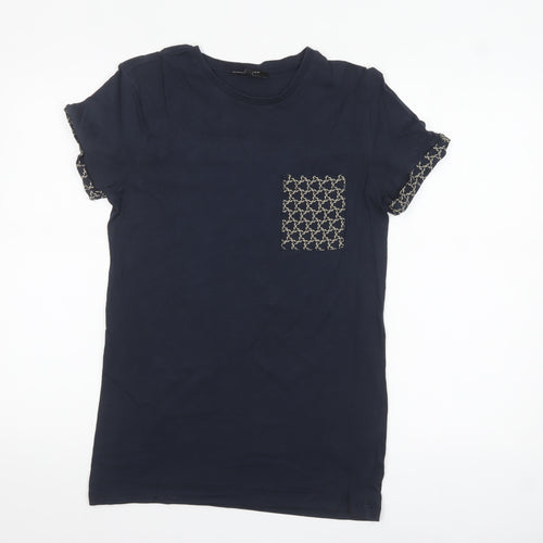 New Look Men Blue XS Cotton Crew Neck Short Sleeve T-Shirt