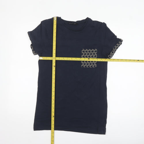 New Look Men Blue XS Cotton Crew Neck Short Sleeve T-Shirt