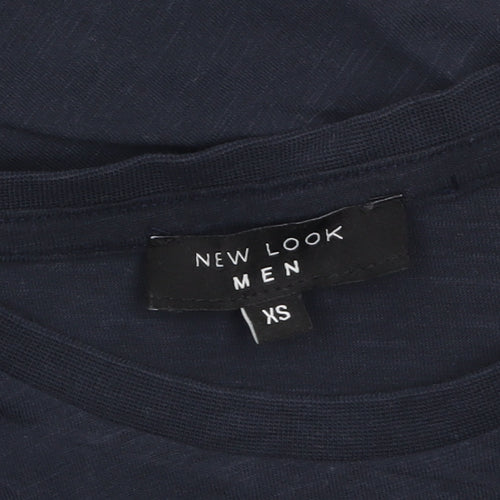 New Look Men Blue XS Cotton Crew Neck Short Sleeve T-Shirt