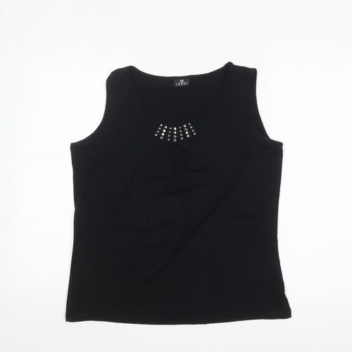 Barbara Lebek Womens Black Studded Scoop Neck Sleeveless Tank Top Size 14