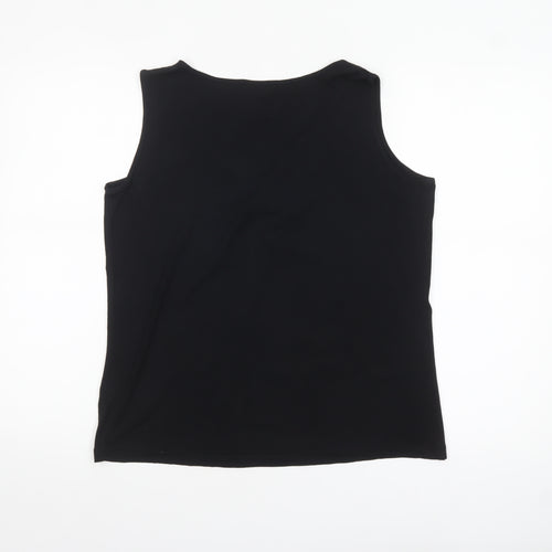 Barbara Lebek Womens Black Studded Scoop Neck Sleeveless Tank Top Size 14