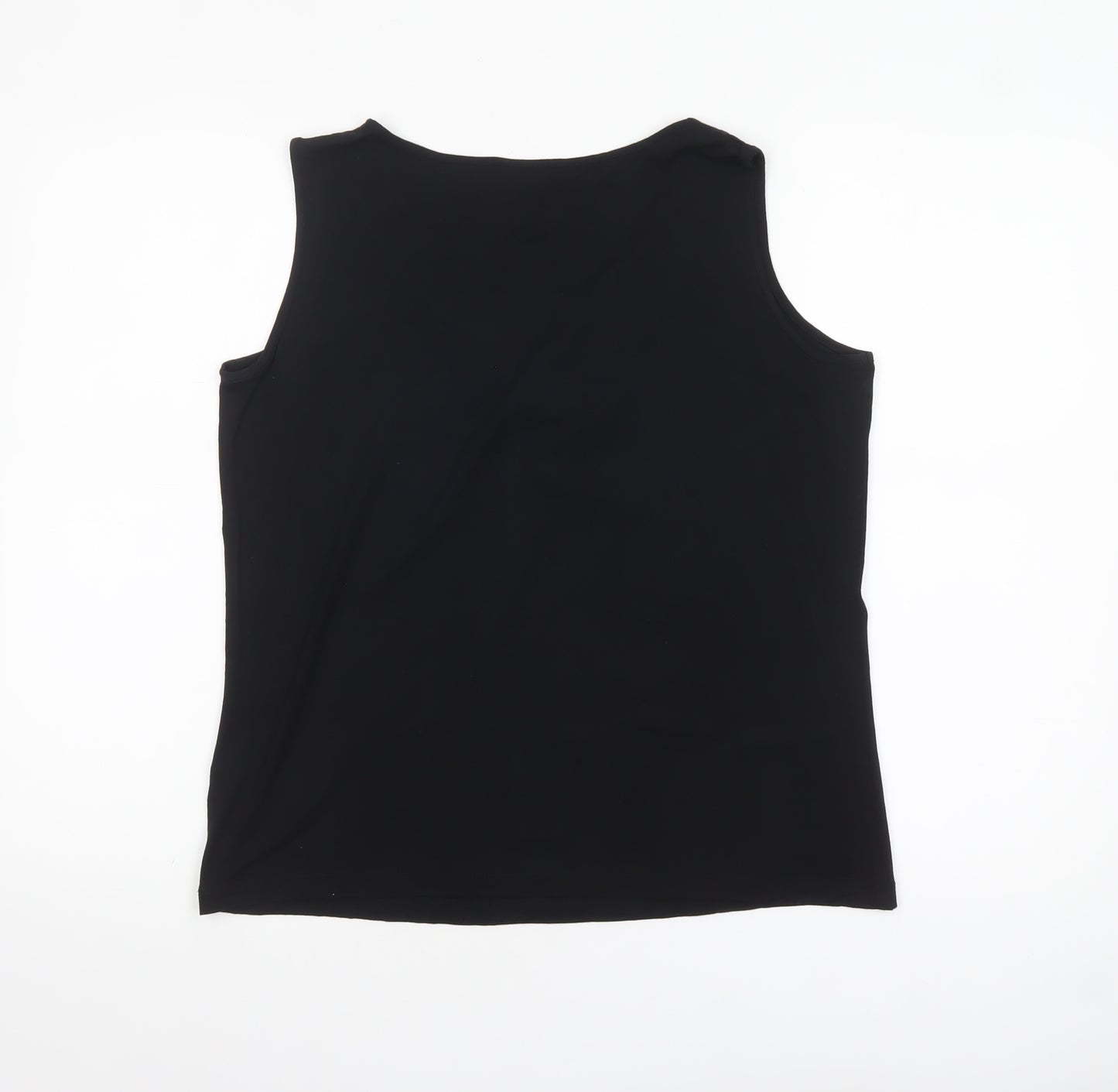 Barbara Lebek Womens Black Studded Scoop Neck Sleeveless Tank Top Size 14