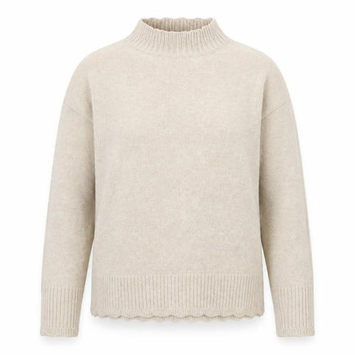 Oasis Women’s Beige Mock Neck Knit Jumper Size S Regular Fit