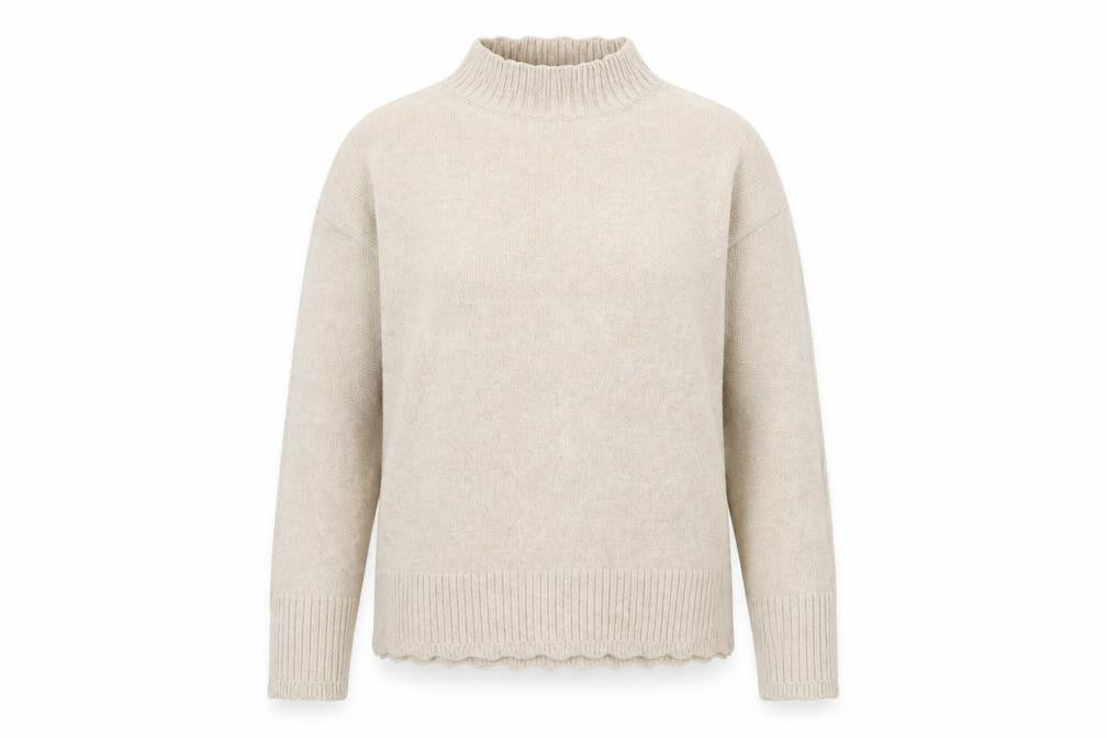 Oasis Women’s Beige Mock Neck Knit Jumper Size S Regular Fit