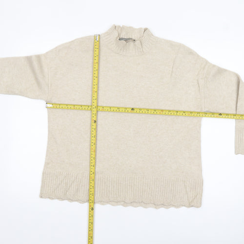 Oasis Women’s Beige Mock Neck Knit Jumper Size S Regular Fit