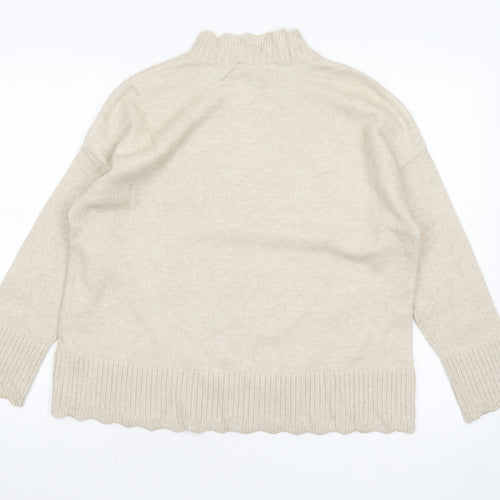 Oasis Women’s Beige Mock Neck Knit Jumper Size S Regular Fit