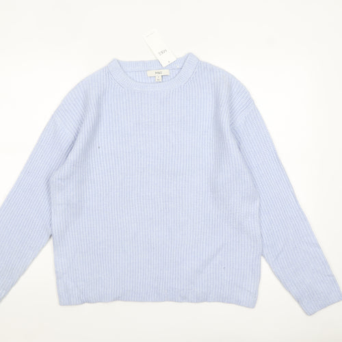 Marks and Spencer Women Blue Knit Long Sleeve Pullover Jumper Size M