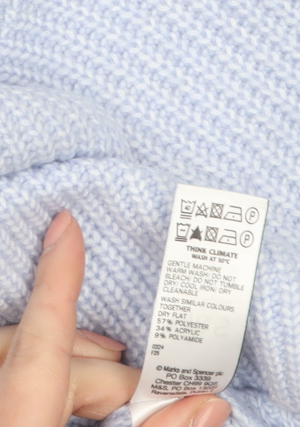 Marks and Spencer Women Blue Knit Long Sleeve Pullover Jumper Size M