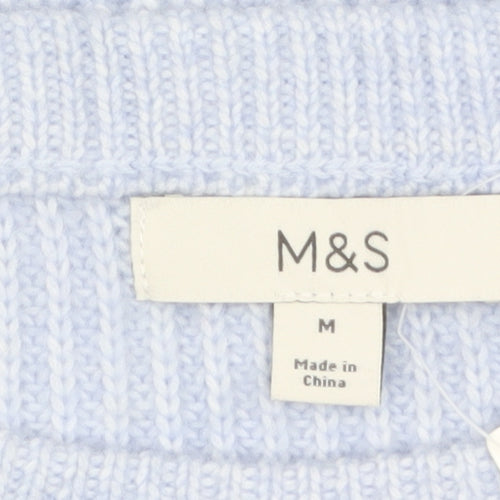 Marks and Spencer Women Blue Knit Long Sleeve Pullover Jumper Size M