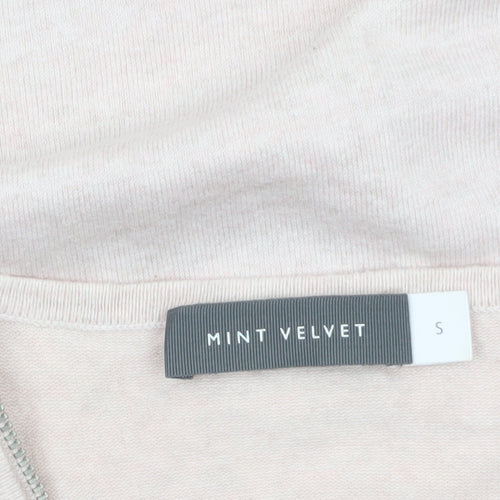 Mint Velvet Women’s Beige Short Sleeve 1/4 Zip Jumper Size S