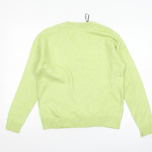 Marks and Spencer Womens Green V-Neck Cable Knit Jumper Size S