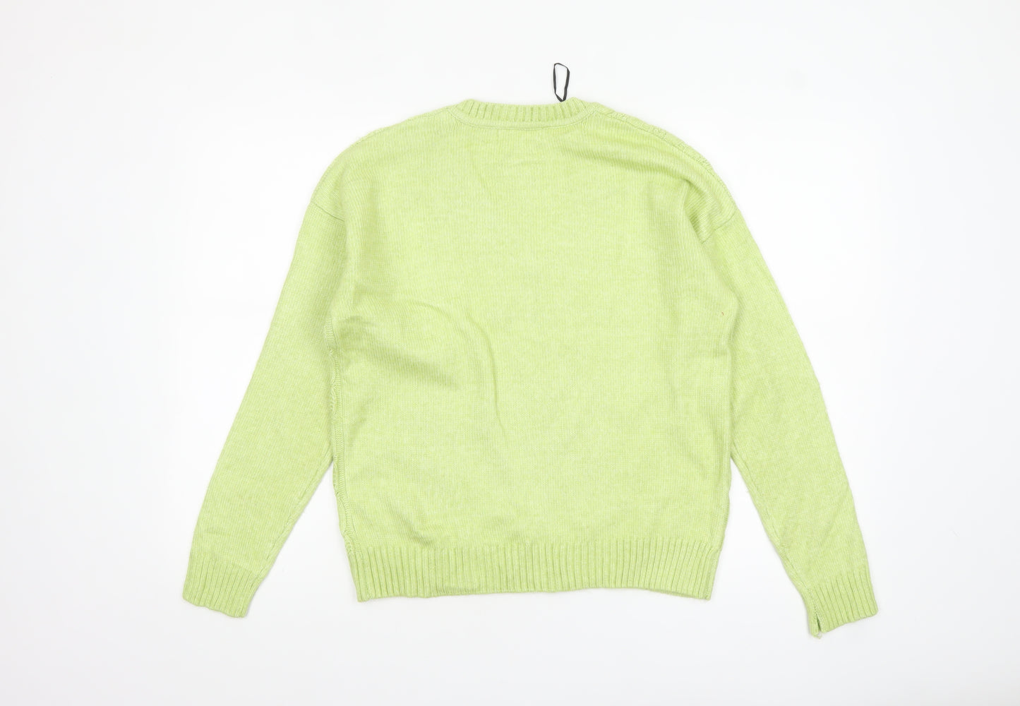 Marks and Spencer Womens Green V-Neck Cable Knit Jumper Size S