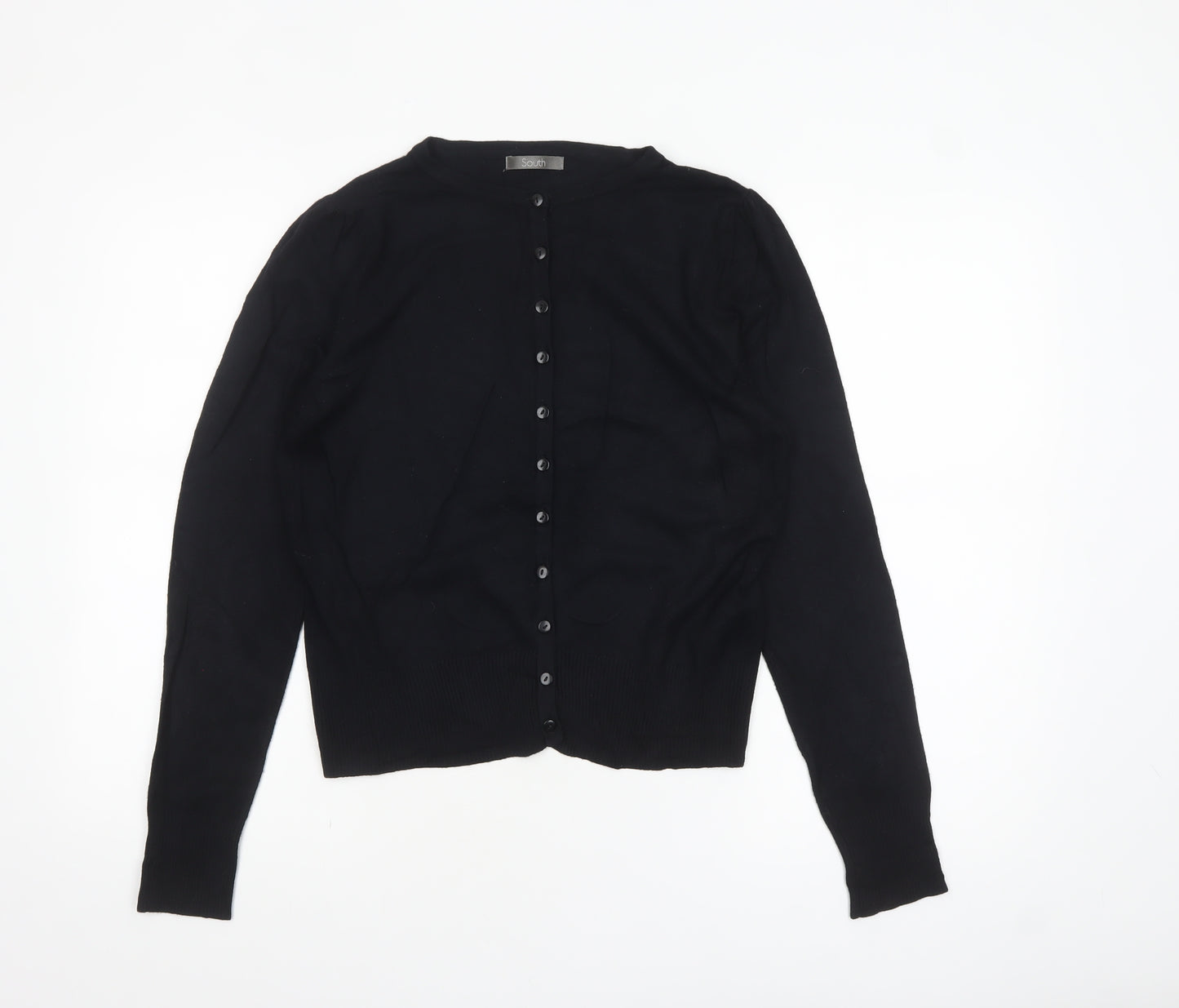 South Women's Black Size 14 Crew Neck Button Cardigan