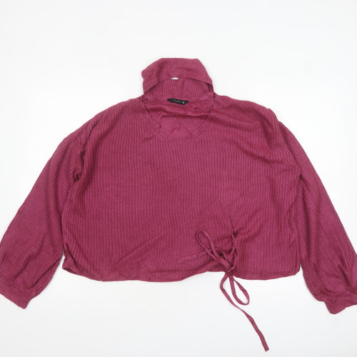 Fratini Women’s Purple V-Neck Knit Pullover Jumper Size M