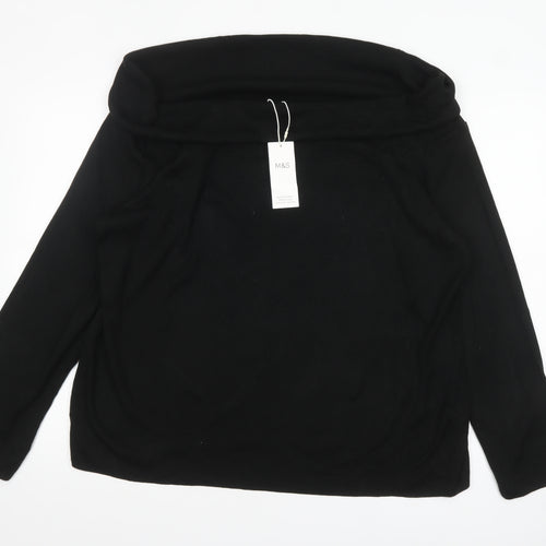 Marks and Spencer Women Black Size 24 Off Shoulder Knit Jumper