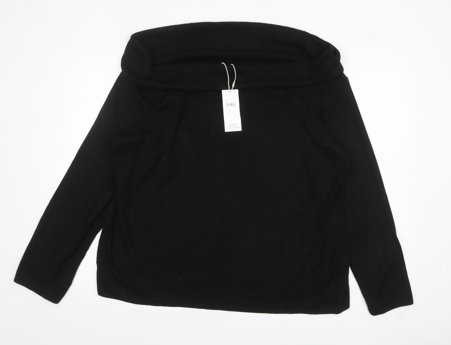 Marks and Spencer Women Black Size 24 Off Shoulder Knit Jumper