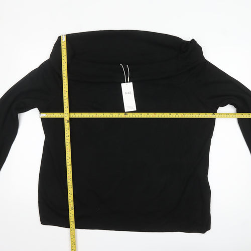 Marks and Spencer Women Black Size 24 Off Shoulder Knit Jumper