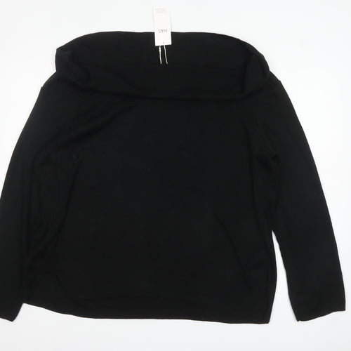 Marks and Spencer Women Black Size 24 Off Shoulder Knit Jumper