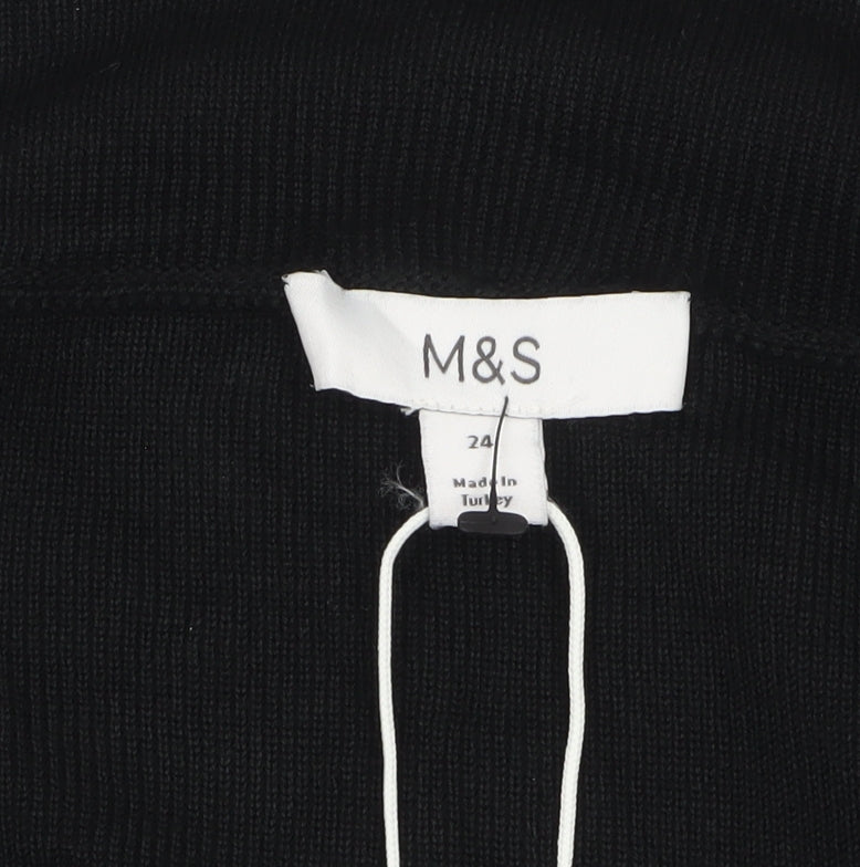 Marks and Spencer Women Black Size 24 Off Shoulder Knit Jumper