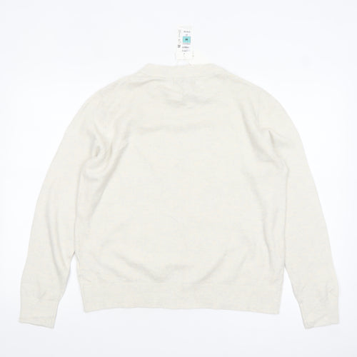Marks and Spencer Women Ivory Wool Blend Crew Neck Jumper Size M