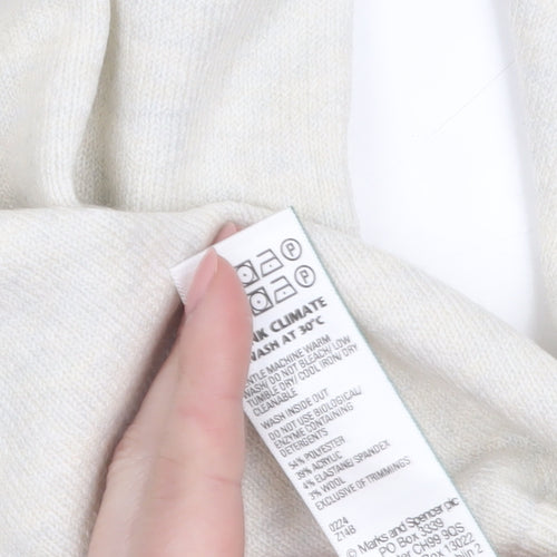 Marks and Spencer Women Ivory Wool Blend Crew Neck Jumper Size M