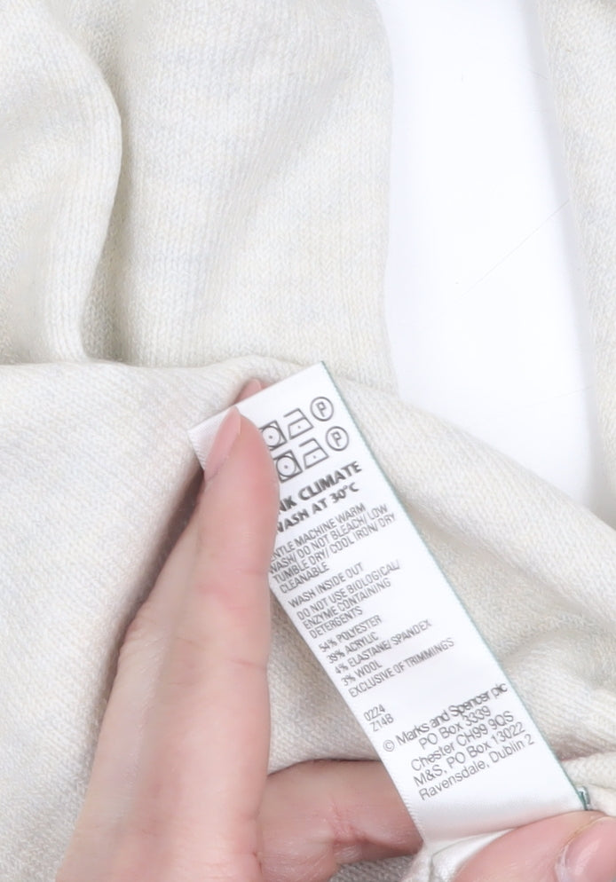 Marks and Spencer Women Ivory Wool Blend Crew Neck Jumper Size M