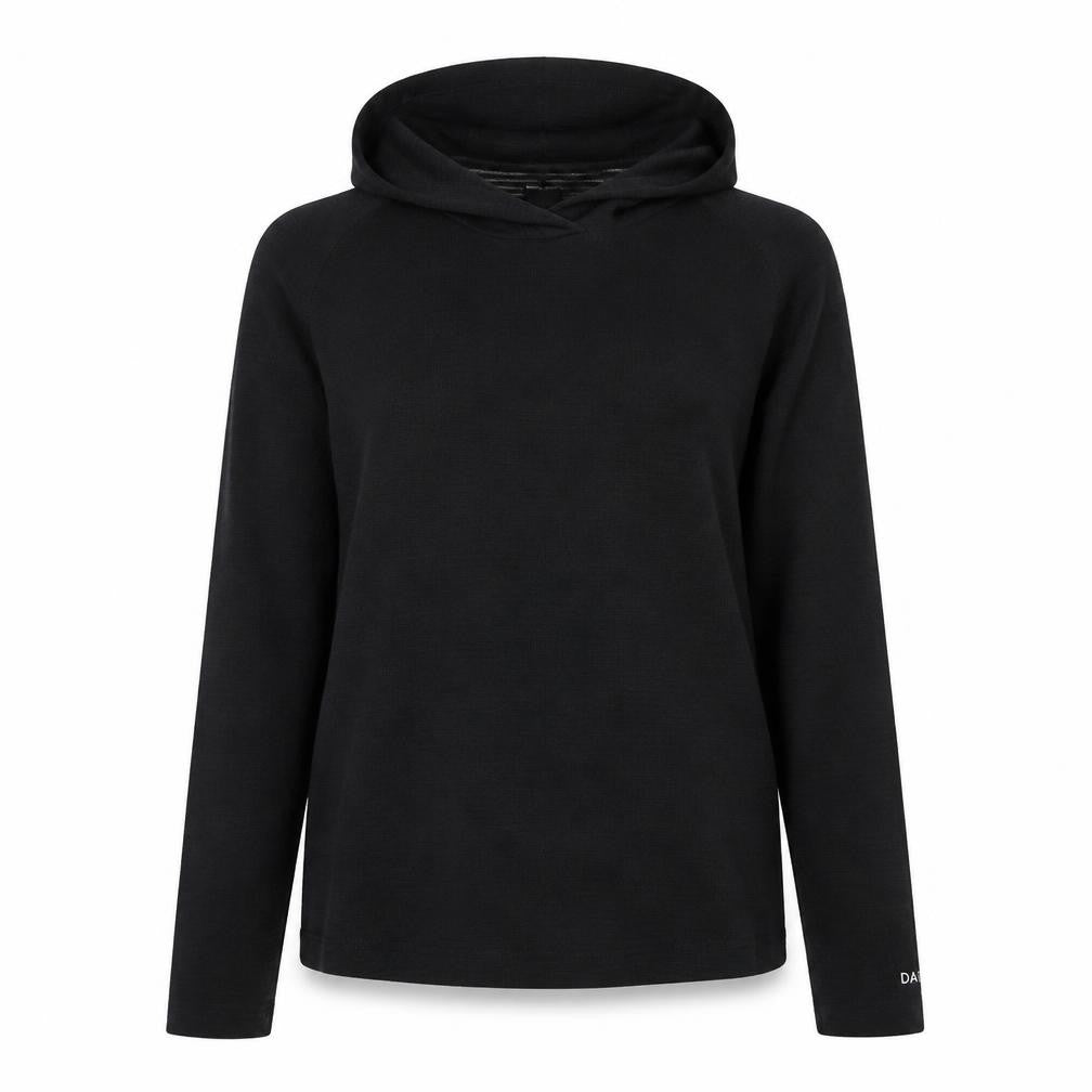 Front view of Dare 2b women’s black, size UK 10, pullover hoodie lightweight stretch