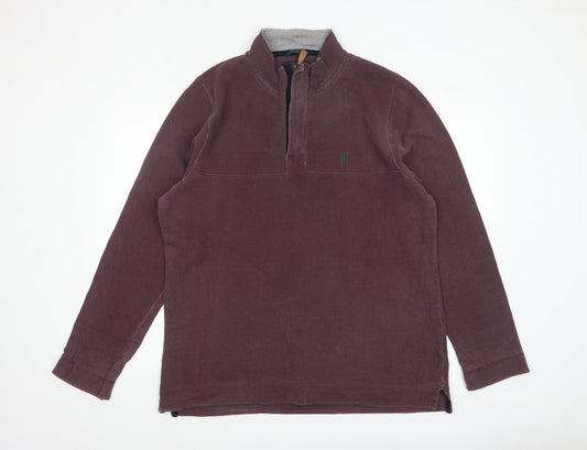 Joseph Turner Men Brown 1/4 Zip Cotton Sweatshirt L