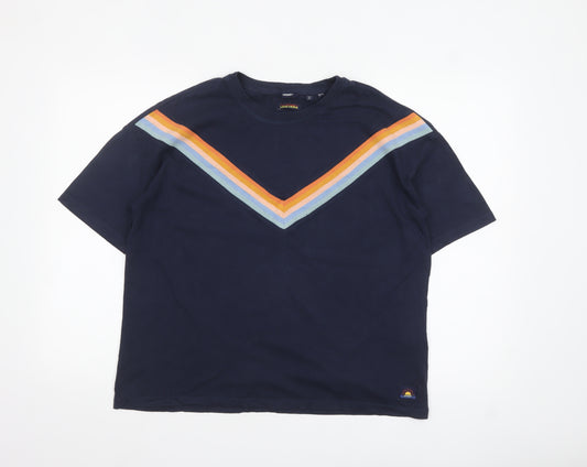 Superdry Womens Blue California Colourblock Cotton T-Shirt UK 12