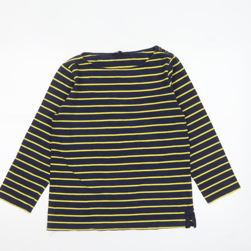 Jaeger Women's Blue Striped Long Sleeve Cotton Nautical Top S