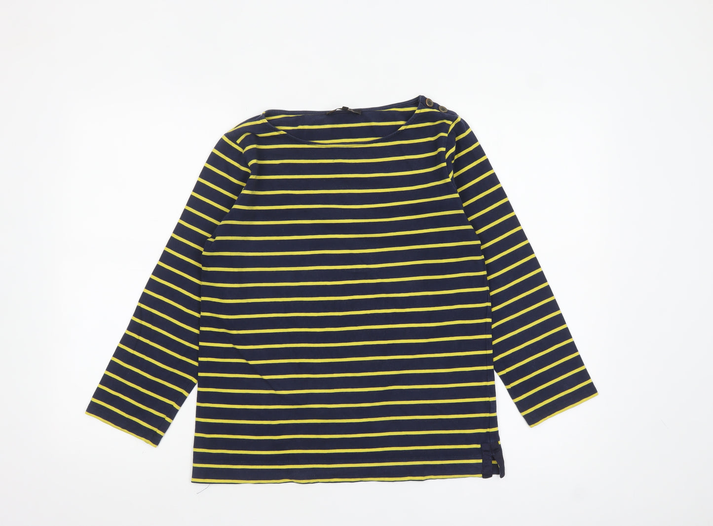 Jaeger Women's Blue Striped Long Sleeve Cotton Nautical Top S