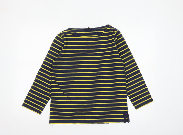 Jaeger Women's Blue Striped Long Sleeve Cotton Nautical Top S