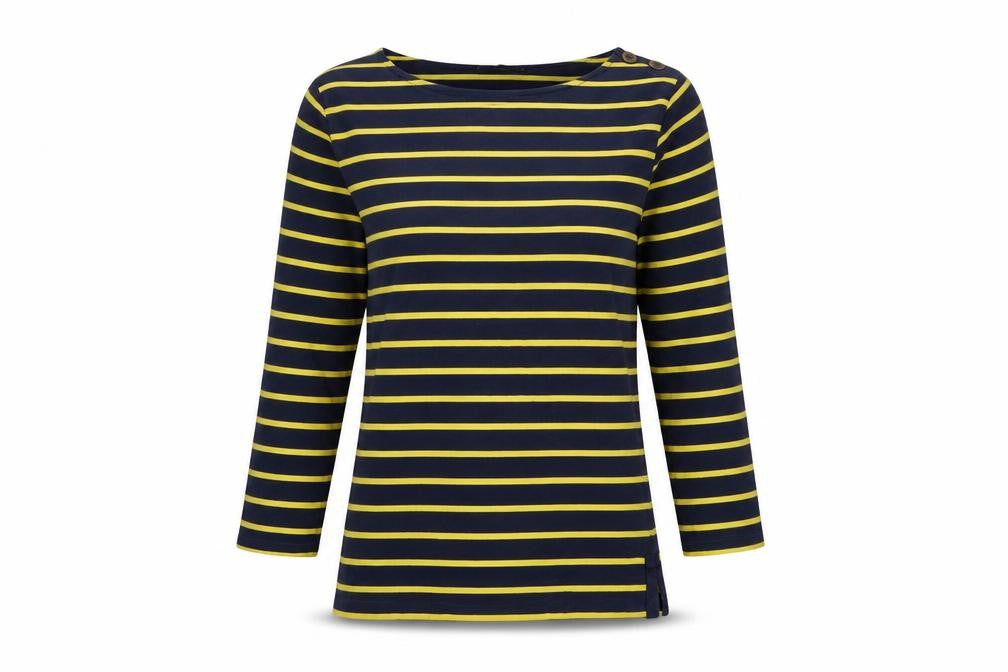 Jaeger Women's Blue Striped Long Sleeve Cotton Nautical Top S
