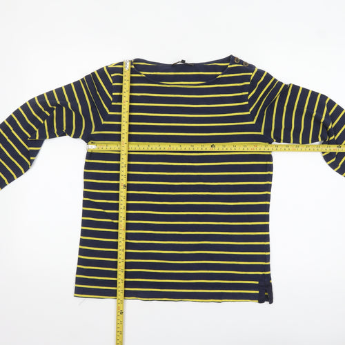 Jaeger Women's Blue Striped Long Sleeve Cotton Nautical Top S