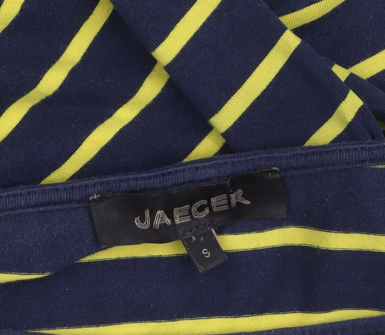 Jaeger Women's Blue Striped Long Sleeve Cotton Nautical Top S