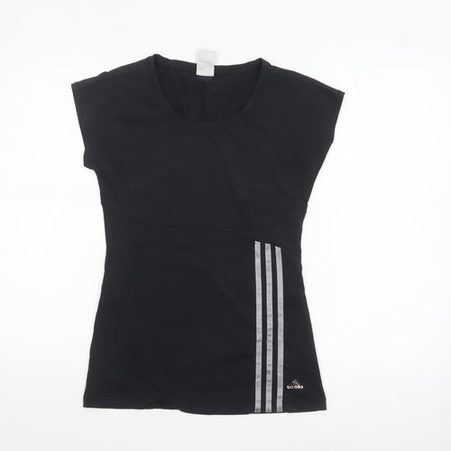 Adidas Women Black Size 10 Slim Fit Climalite Activewear T-Shirt