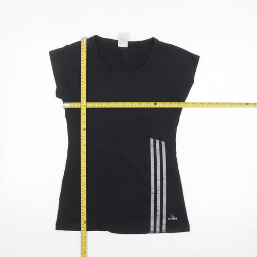 Adidas Women Black Size 10 Slim Fit Climalite Activewear T-Shirt
